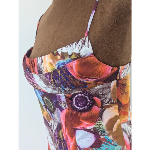 Urban Outfitters Babydoll Poppy Spaghetti Strap Floral Minidress w/ Side Slits S - Picture 4 of 9